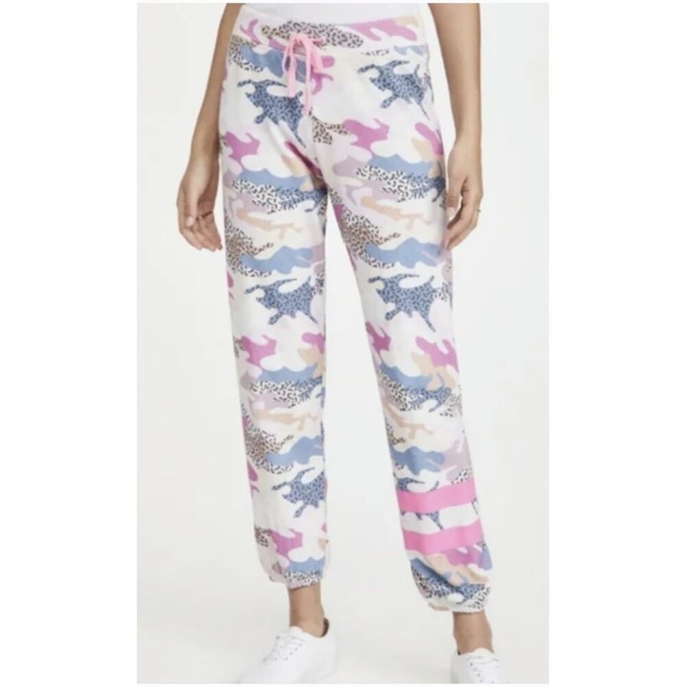 NEW Anthropologie Sundry Camo Animal Print Stripe Jogger Lounge Pants Size 0